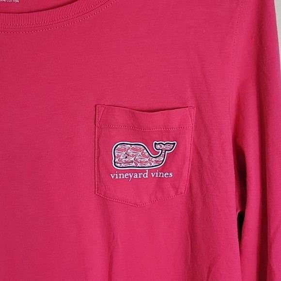 Vineyard Vines Spellout Hot Pink Long Sleeve Crew Neck Tee Sz S - Picture 3 of 7